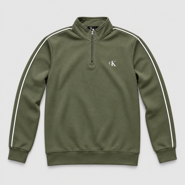 CK Olive Green Quarter-Zip Sweatshirt